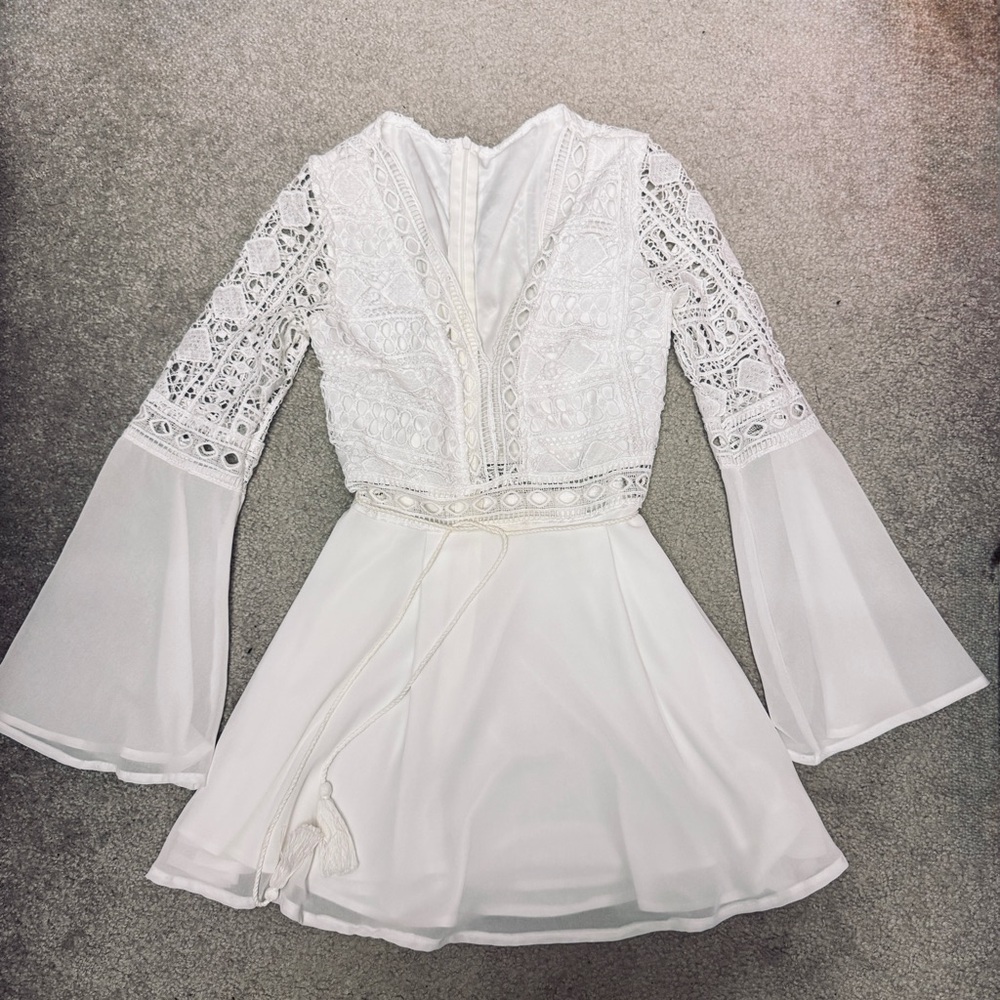 Boho White Lace Mini Dress